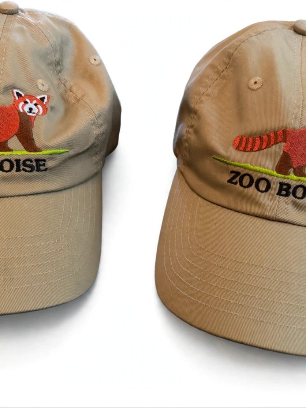 Zoo Boise Red Panda Embroidered Baseball Cap Set of 2 Khaki Adjustable